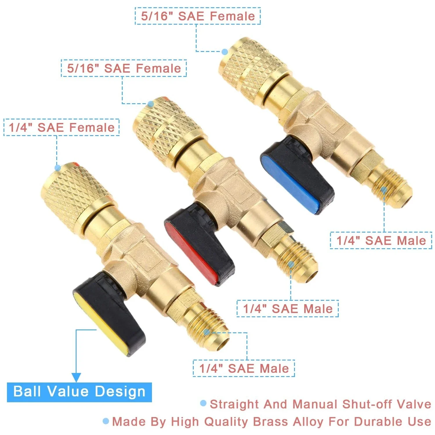 R22 Refrigerant Ball Valve Brass Air Conditioning Refrigerant Shut-Off Valve Connecting to Hose Refrigeration Tool r410a Adapter