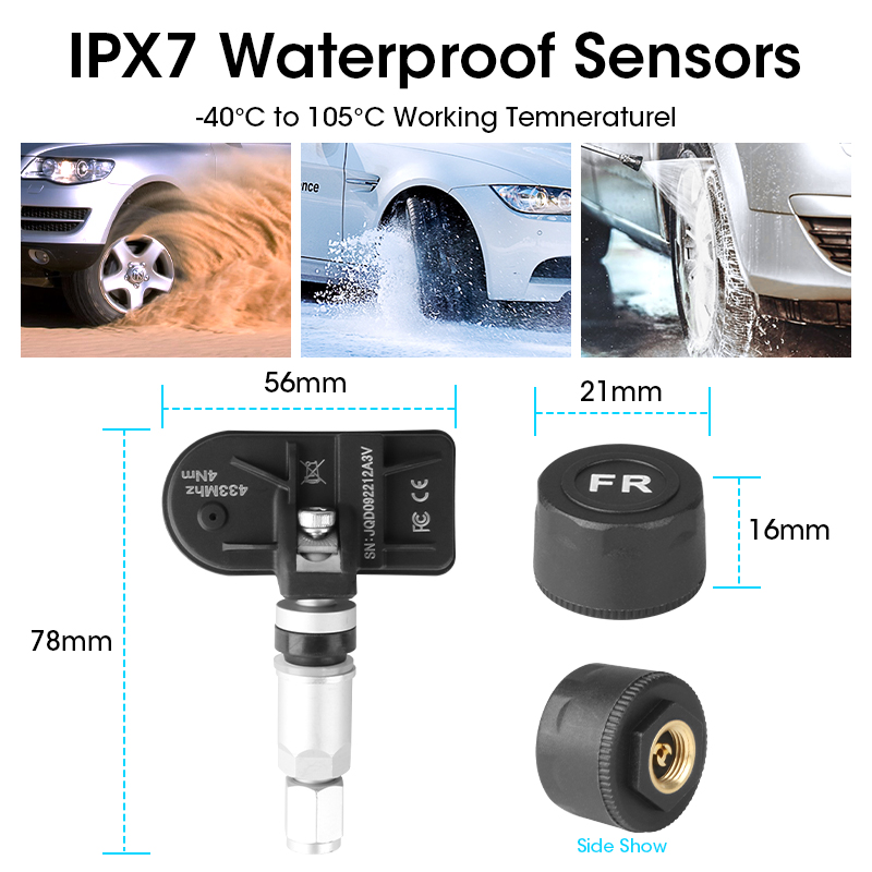JMCQ USB Android TPMS système de surveillance de la pression des pneus affichage système d'alarme interne externe 5 capteurs pour autoradio de Navigation