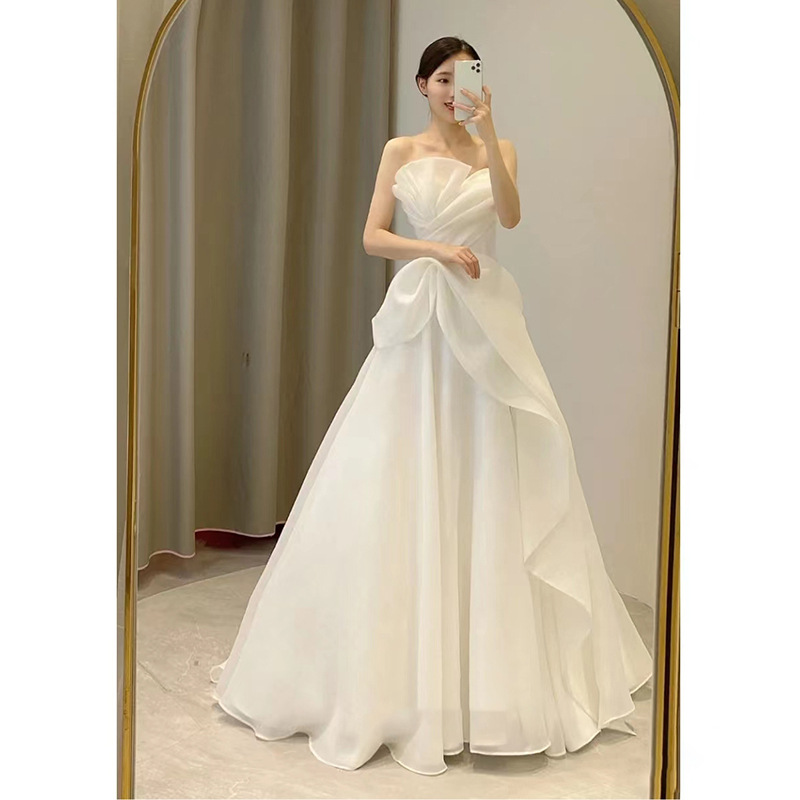 Vestidos de casamento 2025 nova luz de noiva luxo viagem foto simples vestido branco casamento vestido de boas-vindas formatura celebração vestido