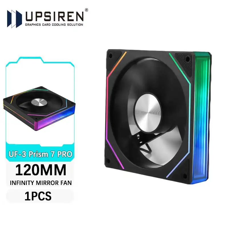 Охлаждающий вентилятор корпуса компьютера UPSIREN UF-3 Prism 7 PRO, двухсторонняя полная линза, синхронизация материнской платы ARGB 12 см, ось узора компакт-диска