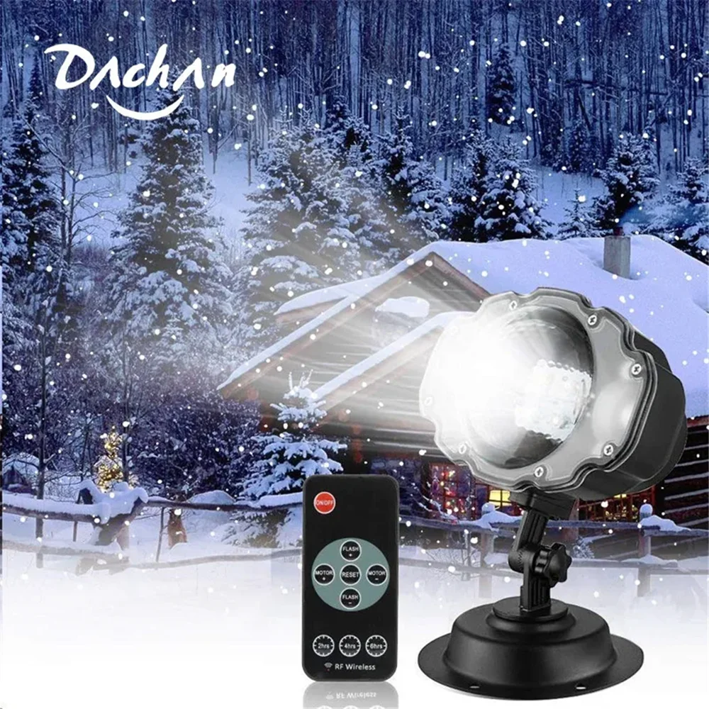 DACHAN Snowfall LED Light Projector, Snow Falling Projector Lamp Dynamic Snow Effect Spotlight for Garden Outdoor Wedding Gift