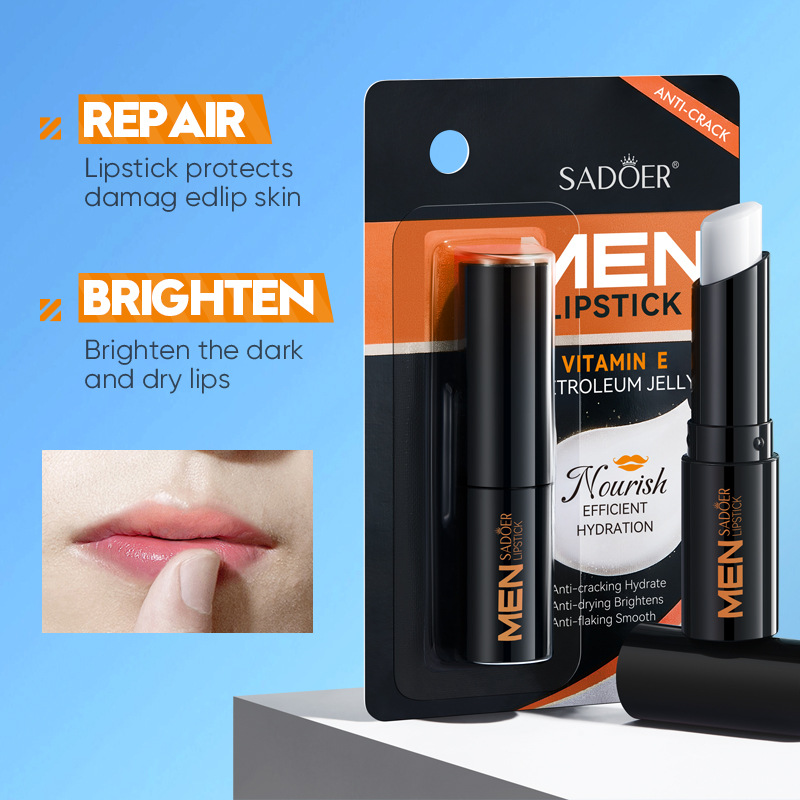 SADOER Bálsamo labial masculino hidratante anti rachaduras reparação nutritivo batom hidratante lábios masculinos produtos de cuidados com a pele