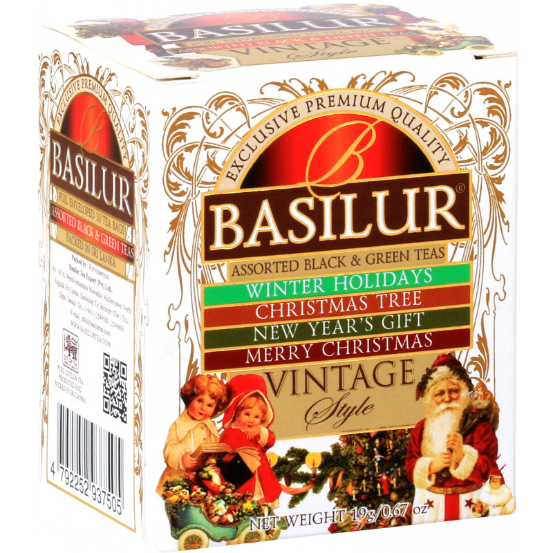 Herbata cejlońska BASILUR Vintage Style Czarna i zielona 4 smaki 10 torebek