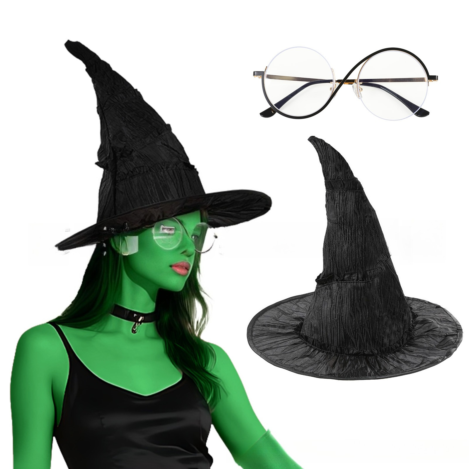 Halloween witch hat Elphaba wizard suit party cosplay festival party dress up props