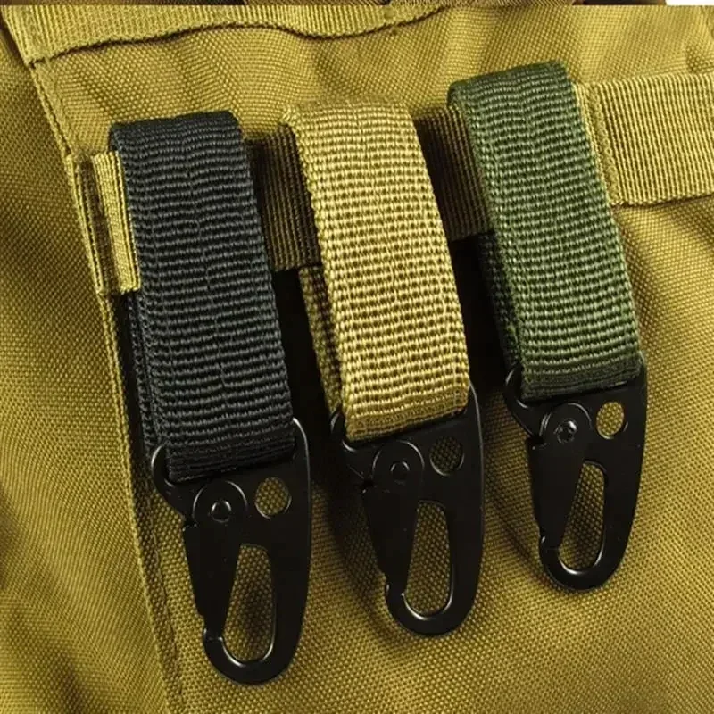 Hebilla colgante táctica Molle, correas de nailon, mosquetón, cinturón, llavero triangular para escalada al aire libre, accesorio de herramienta de Camping, 2 uds.