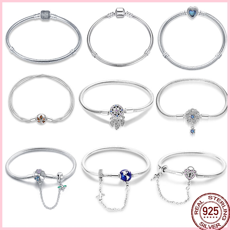 Pulseras originales de plata 925 de 17-20CM con forma de corazón y circonita, pulsera infinita compatible con abalorios DIY, regalos de joyería de cumpleaños, gran oferta