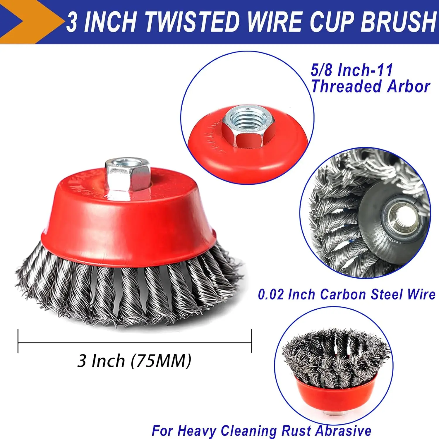Twisted ลวดเหล็กล้อ M14 แปรง Strong Paint ลบ ROTARY Twist Knot ขัด 75 มม./100 มม./150 มม.สําหรับเครื่องบดมุมโลหะ
