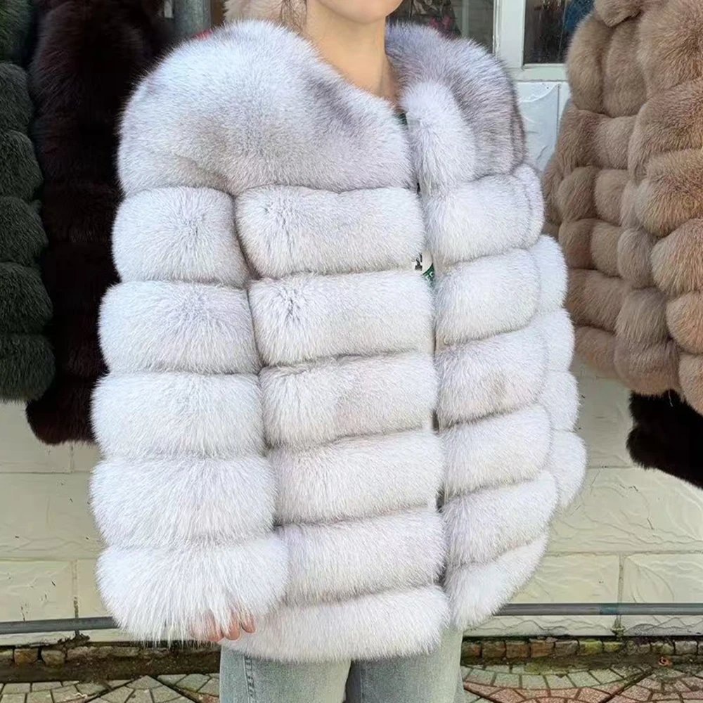 QUEENTINA Fuchspelz 70 cm Mantel Echte Winter Damen Neue Mode Pelzigen 2025 Leder Und Haut Weiß Natürlich Neu In Mäntel & Jacken