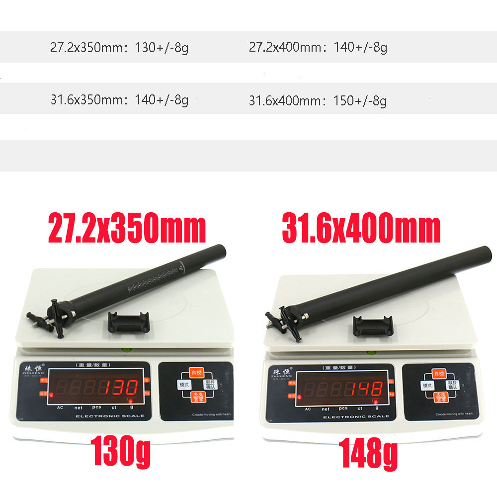 T800 カーボンファイバー自転車シートポストロード/マウンテンシートチューブ自転車部品 27.2/31.6*300/350/400 ミリメートルチタンネジ 125 グラム