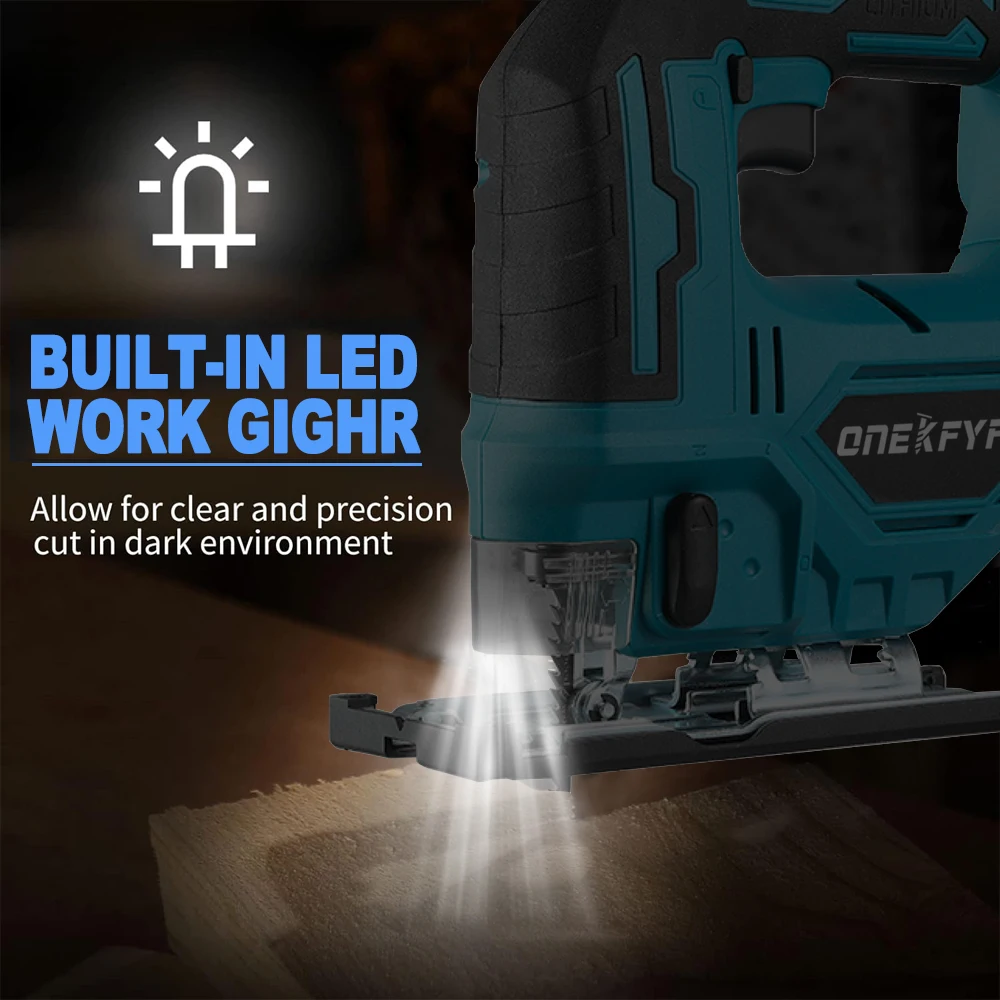 18v 65mm Cordless Jig Saw Portable Electric Jig Saw  LED Light Multi-Function Woodworking Tools for Makita 18V Battery