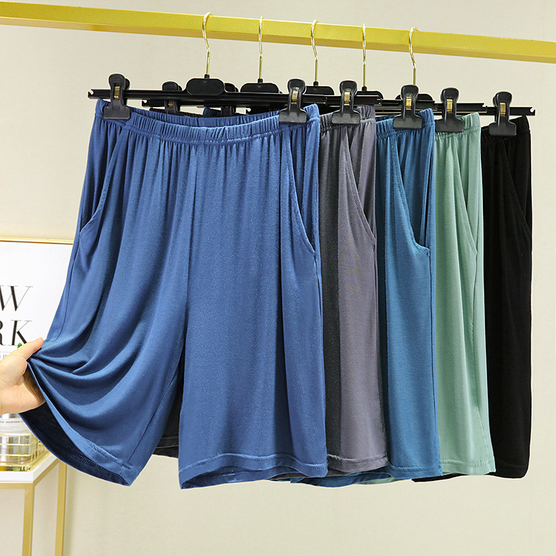 Pijamas de Verão Masculinos em Modal, orts Soltos de Crimento Cinco Quartos, Calças Finas para Lazer em Casa, Roupa Ínti...