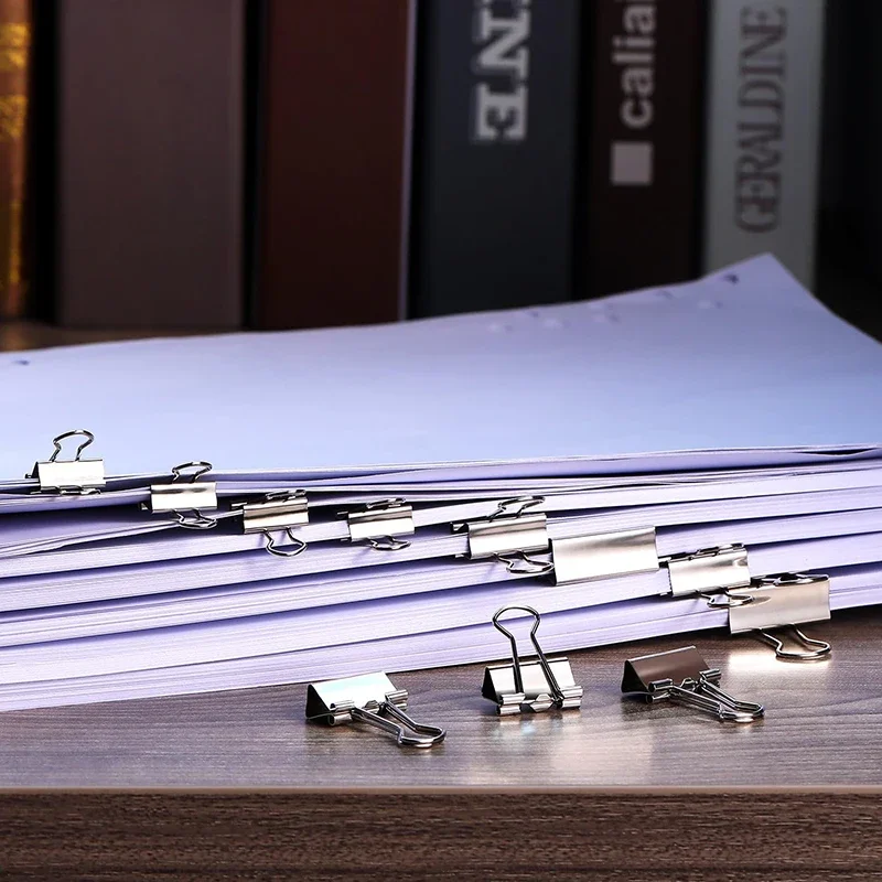 5-30Pcs 바인더 클립 파일 금속 종이 클립 은빛 종이 클립 클램프 15/19/32/40/50mm 편지지 클립 사무실 학교 용품