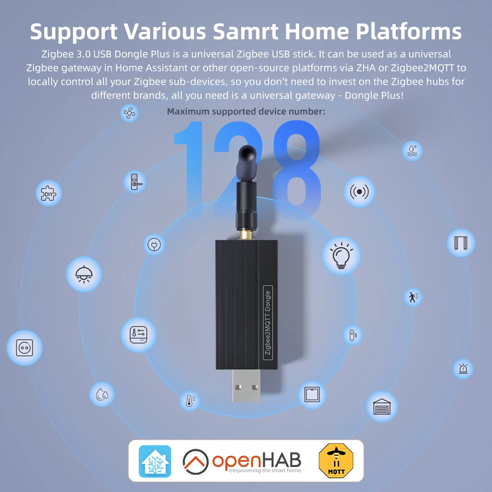 AVATTO Zigbee 3.0 USB Dongle Plus, ponte sem fio Zigbee Gateway Hub Zigbee Dongle Captura de interface USB