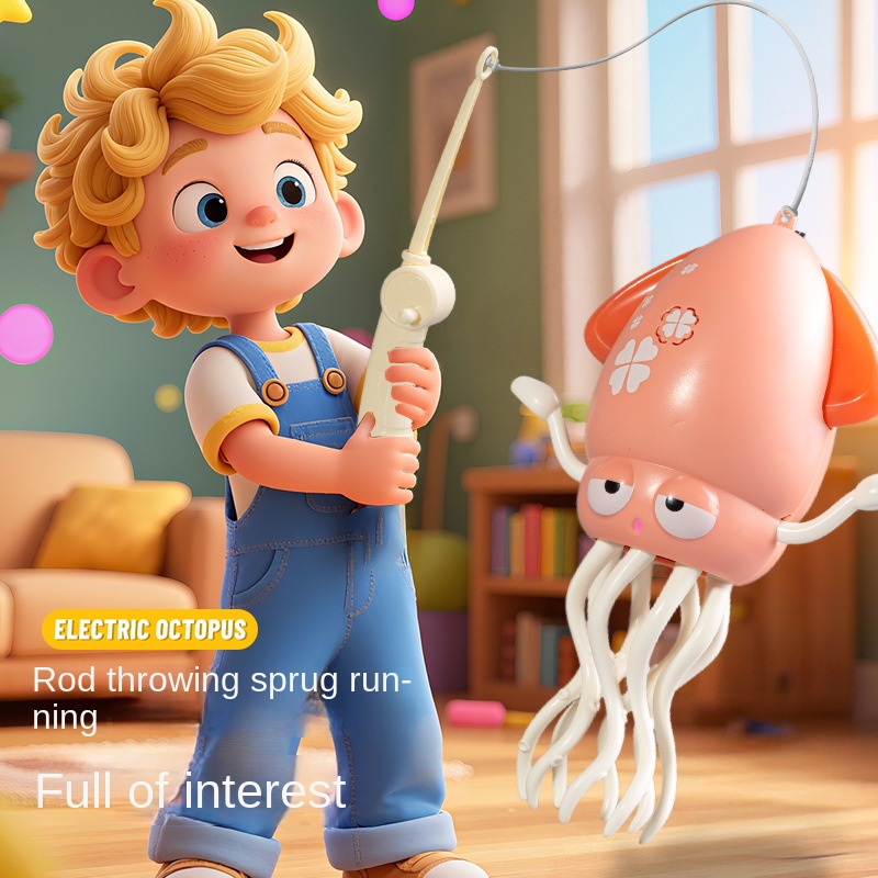 Polvo de dança mágica, lula elétrica, sensor de escape, prevenção de obstáculos, polvo, crianças, descompressão, brinquedo de pesca, presente
