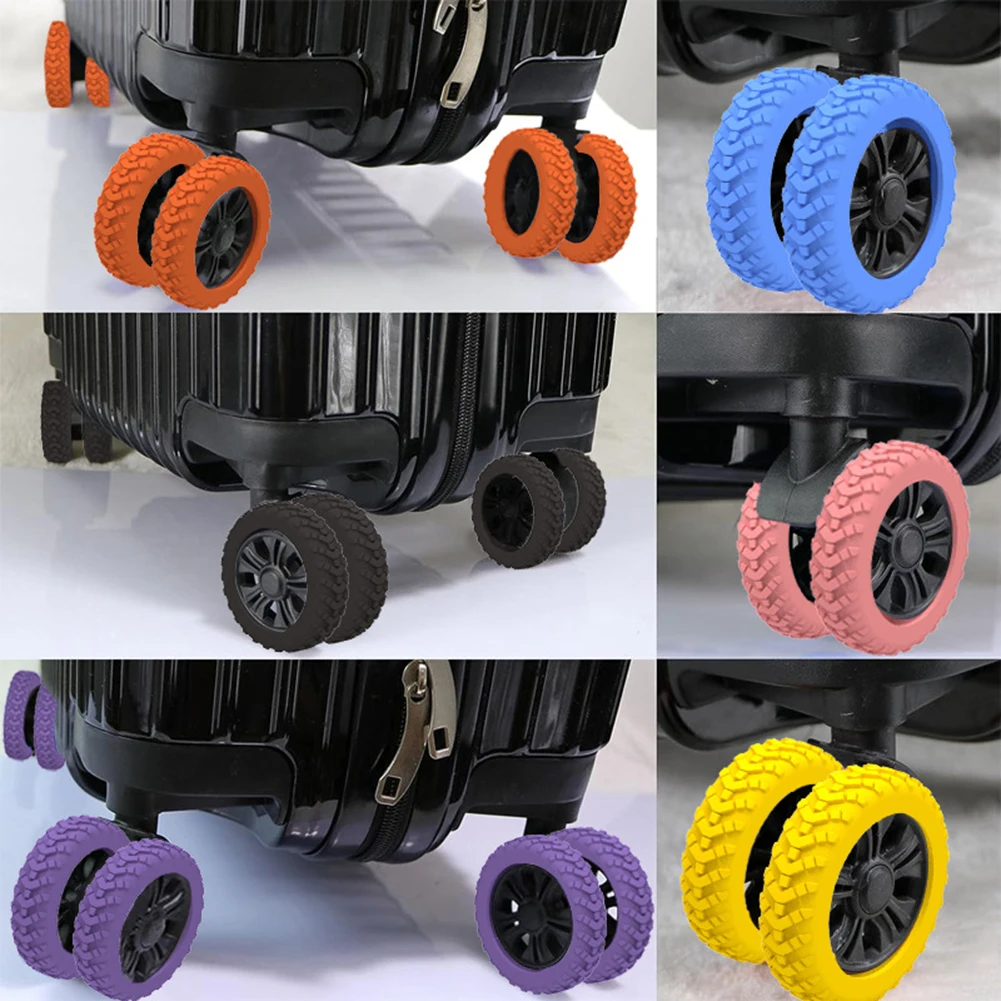 8 ชิ้น Universal กระเป๋าเดินทางล้อซิลิโคนสวมใส่รถเข็นกรณีล้อเลื่อนสําหรับกระเป๋าเดินทาง