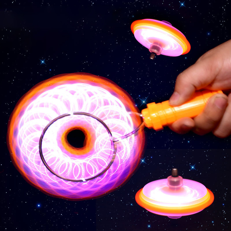 Led magiczna orbita magnetyczna bączek zabawka kreatywna ręcznie korbowana kolorowa świecąca zabawka spinningowa na prezenty dla dzieci