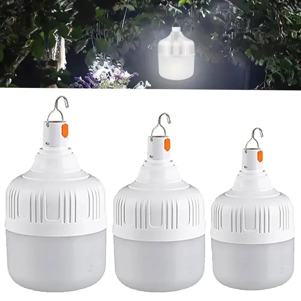Akumulatorowa lampka kempingowa LED USB, ładowalne lampki LED awaryjne, wodoodporne, energooszczędne żarówki, wisząca lampka robocza do namiotu.