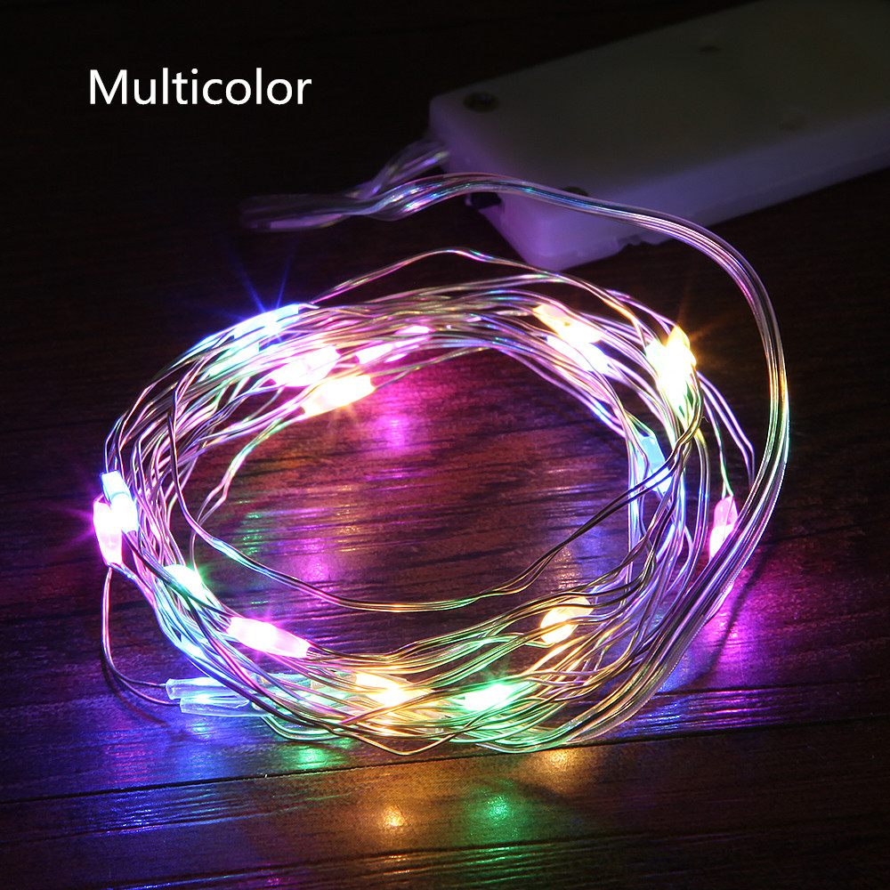 2M 20 LED Battery Operated LED Copper Wire String Lights For Xmas Garland Party Wedding Decoration Christmas Fairy Lights