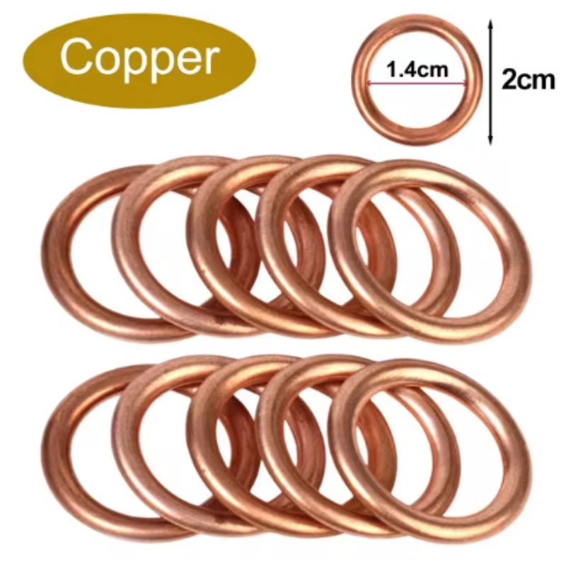 Junta de drenaje de cárter de aceite de coche, almohadilla de perno de drenaje, junta de tapón de drenaje de aceite de aluminio/cobre, accesorios reemplazables para Volkswagen Audi