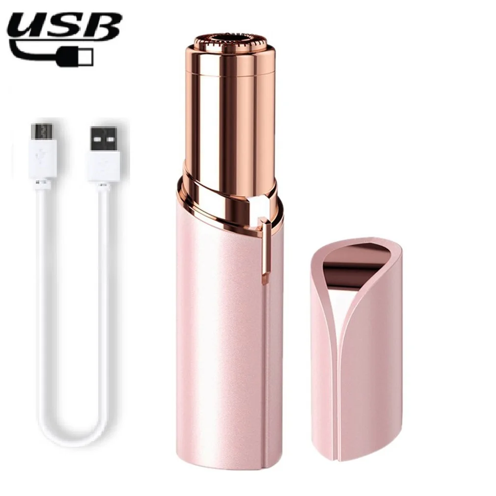 Xách Tay Mini Hình Dạng Thỏi Son Điện Máy Cạo Lông USB Sạc Không Đau Phụ Nữ Máy Cạo Râu Trimmer Body Mặt Bikini Nách Tóc Loại Bỏ