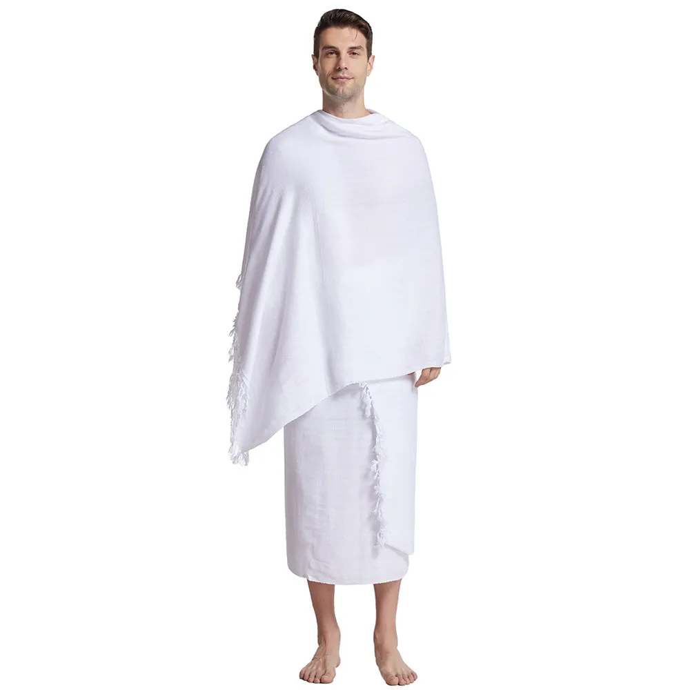 男性のためのIhram-イスラム教徒の服,アラビア語,hajj,イスラム,ラマダン,祈りの崇拝の衣装,ジュバ,トーブ,中東,2個
