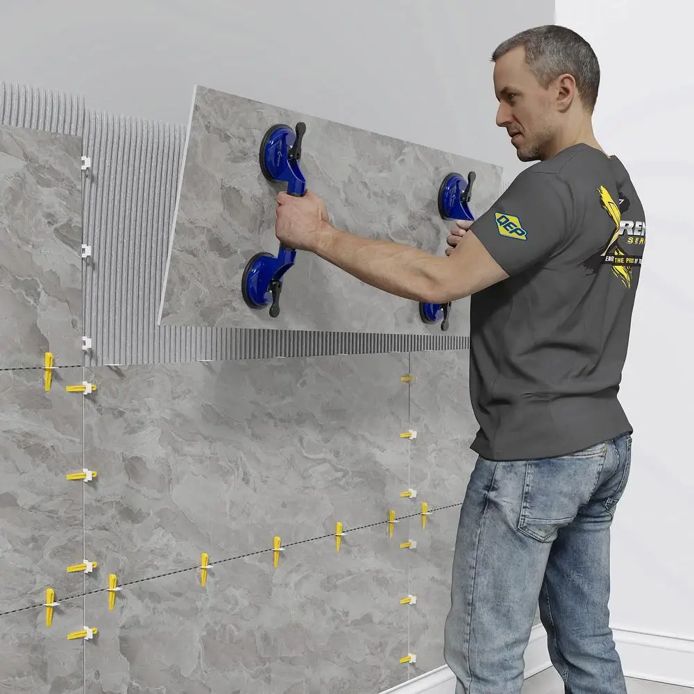 Large Format Tile Lifter Aluminum Alloy Body 200 lb. Capacity Non-Slip Rubber Pads