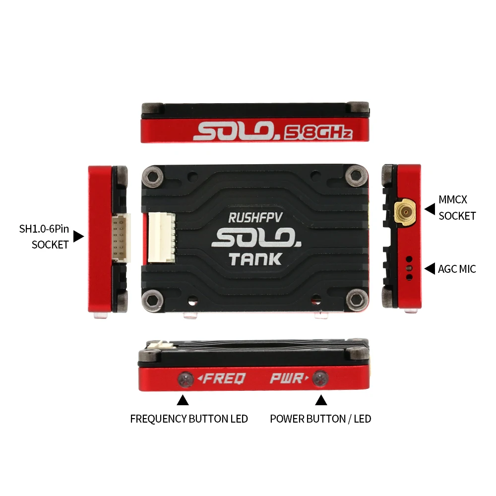RUSH Solo Tank 5,8G VTX Video Sender CNC shell 1,6 W High Power Integrierte Mikrofon Wärmeableitung Struktur für RC FPV