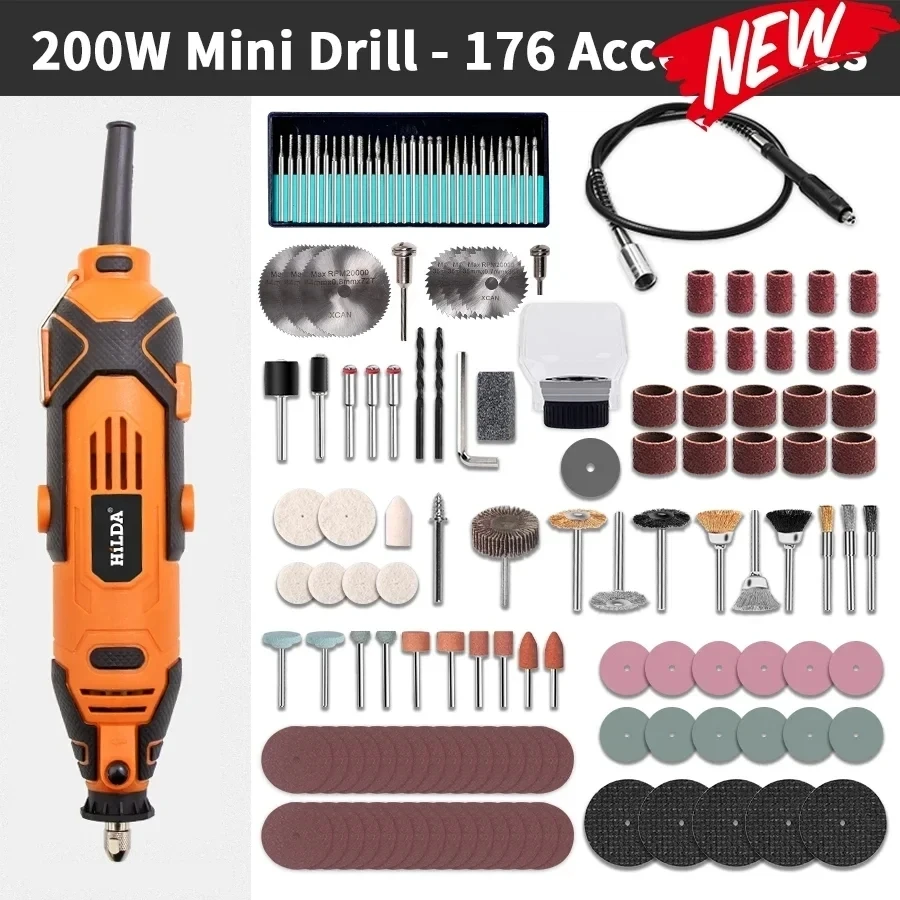 HILDA Graveur Elektrische Bohrmaschine Gravur Dremel Drehwerkzeugmaschine mit flexiblem Schaft Neuer Stil Mini-Bohrmaschine mit variabler Geschwindigkeit