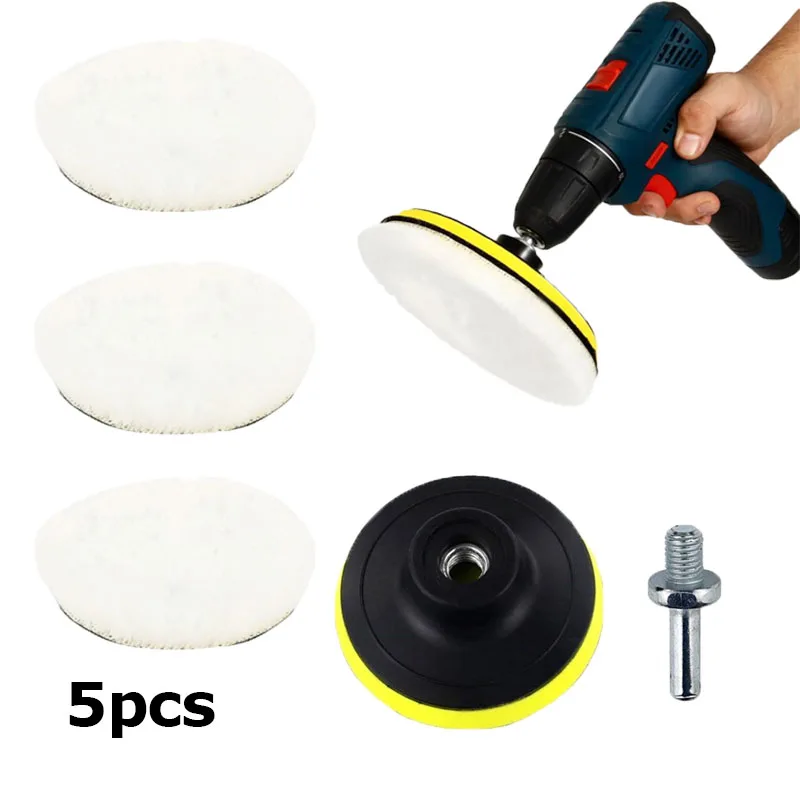 5 unids/set disco de pulido de lana almohadilla de pulido y encerado 75mm cuidado de la pintura del coche máquina pulidora almohadillas accesorios de belleza para automóviles