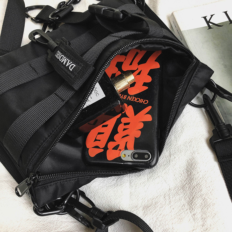 kwaliteit Nylon borsttas Unisex Mini Rugzak Hip Hop Vest Pack Functionele Borst Rig Bag Man Borstzak schouder Crossbody Tassen