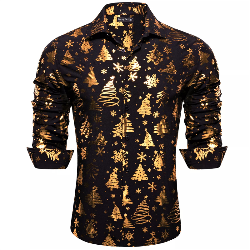 New 2024 Christmas Men's Popular Long Sleeved Shirt, Fashionable Long Sleeved Street Casual Shirt, High-quality Party Shirt