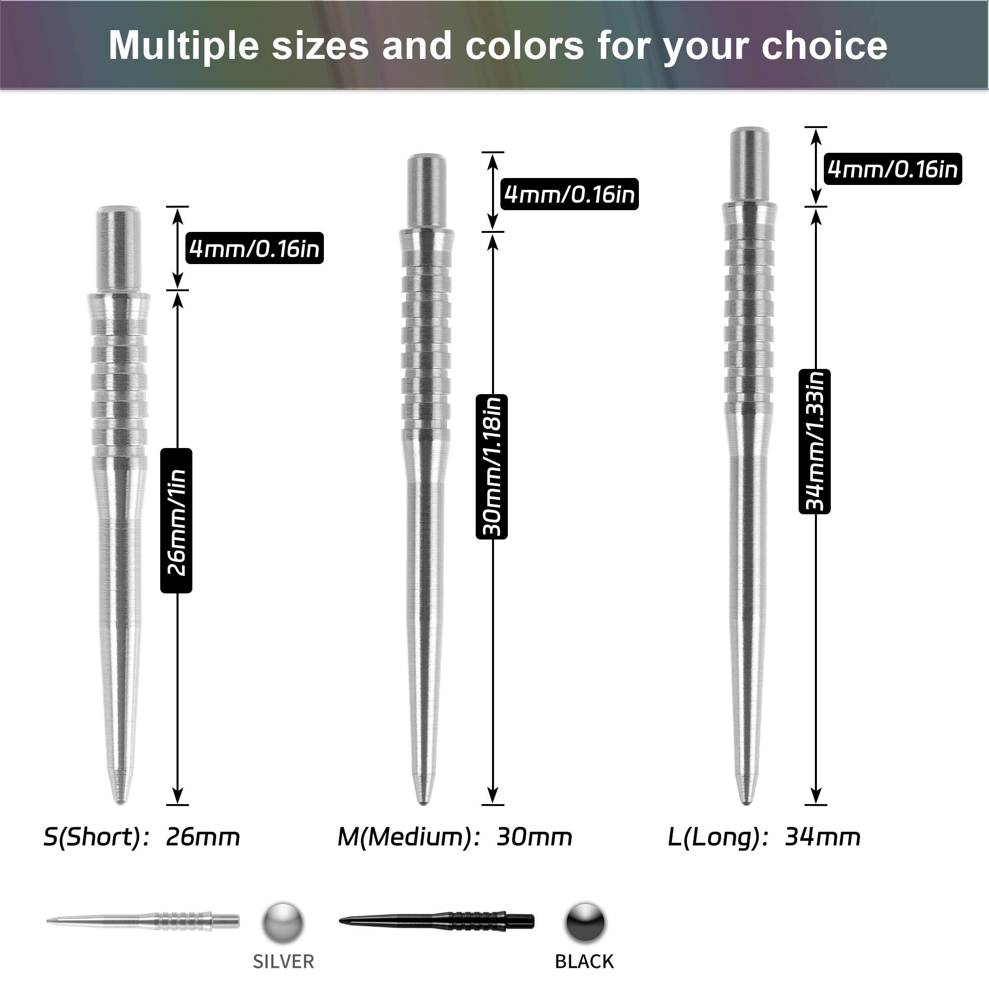 CyeeLife Replacement Dart stainless Steel Grooved Points,Steel Tips