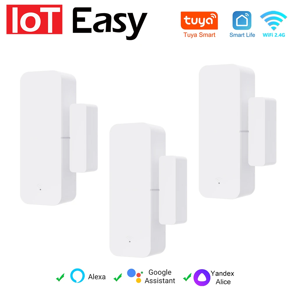 Tuya casa inteligente wi fi sensor de porta alarme janela porta aberta/fechada detectores proteção segurança tuay vida inteligente para alexa google