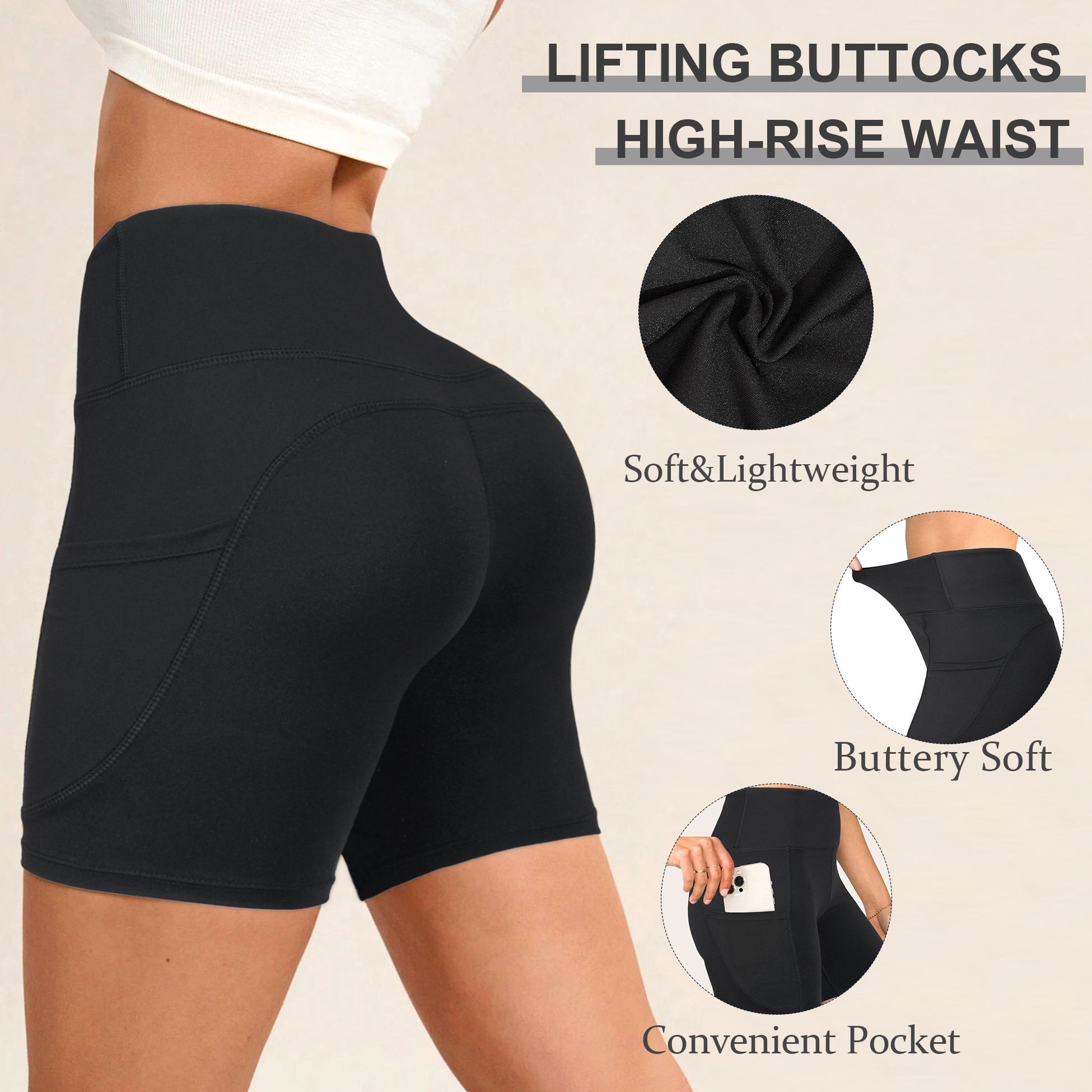 ผู้หญิงโยคะ Legging สั้นเอวสูงฟิตเนสกางเกงแห้งเร็วขี่จักรยานออกกําลังกายกางเกงขาสั้น Breathable กางเกงกีฬากระเป๋าด้านข้าง