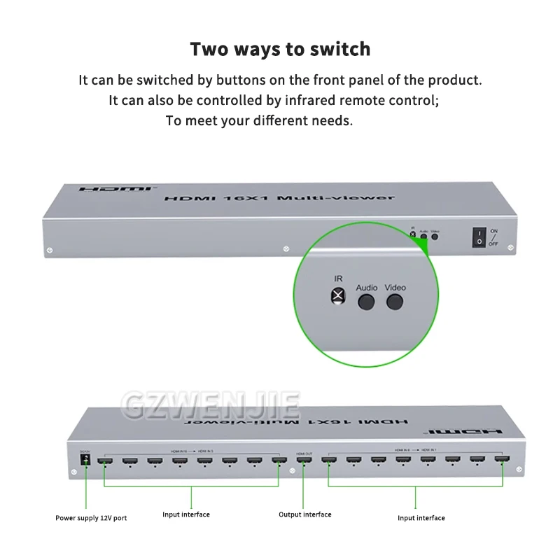1080P HDMI interruptor multivisor 16x1 HDMI 8 canales vídeo interruptor continuo multivisor 16 en 1 salida divisor de pantalla 16 modos de visualización