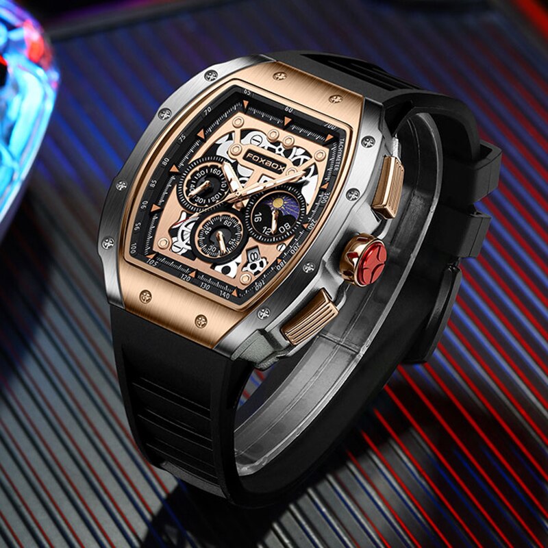 Reloj deportivo de lujo para hombre, cronógrafo de cuarzo, militar, resistente al agua, para negocios, novedad de 2024