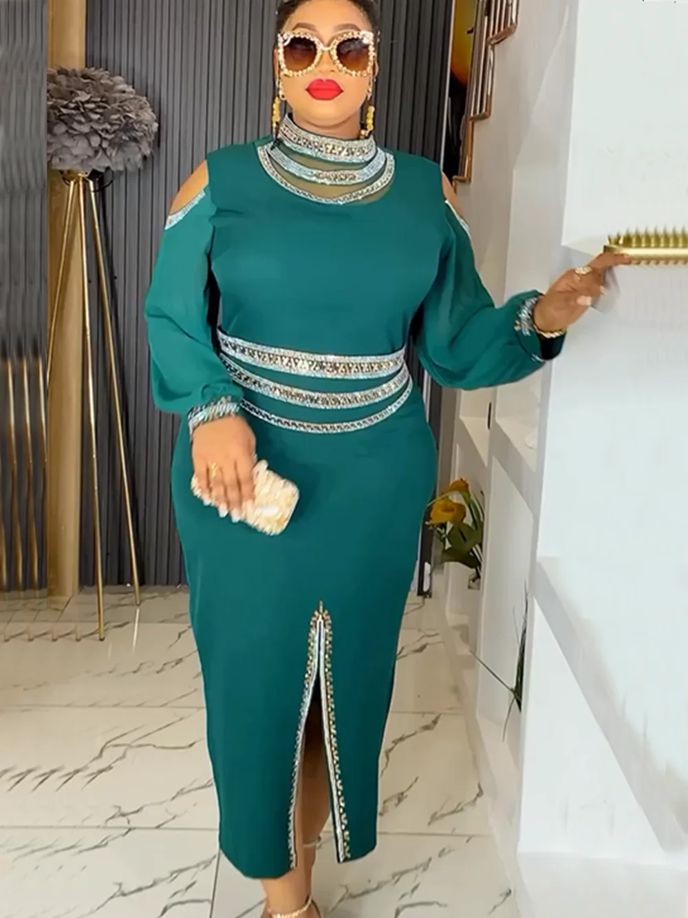 Elegant ชุดแอฟริกันสําหรับผู้หญิง 2025 ฤดูร้อนใหม่แอฟริกาเสื้อผ้า PLUS ขนาดงานแต่งงานชุดยาว Dashiki อังการาชุด Robe