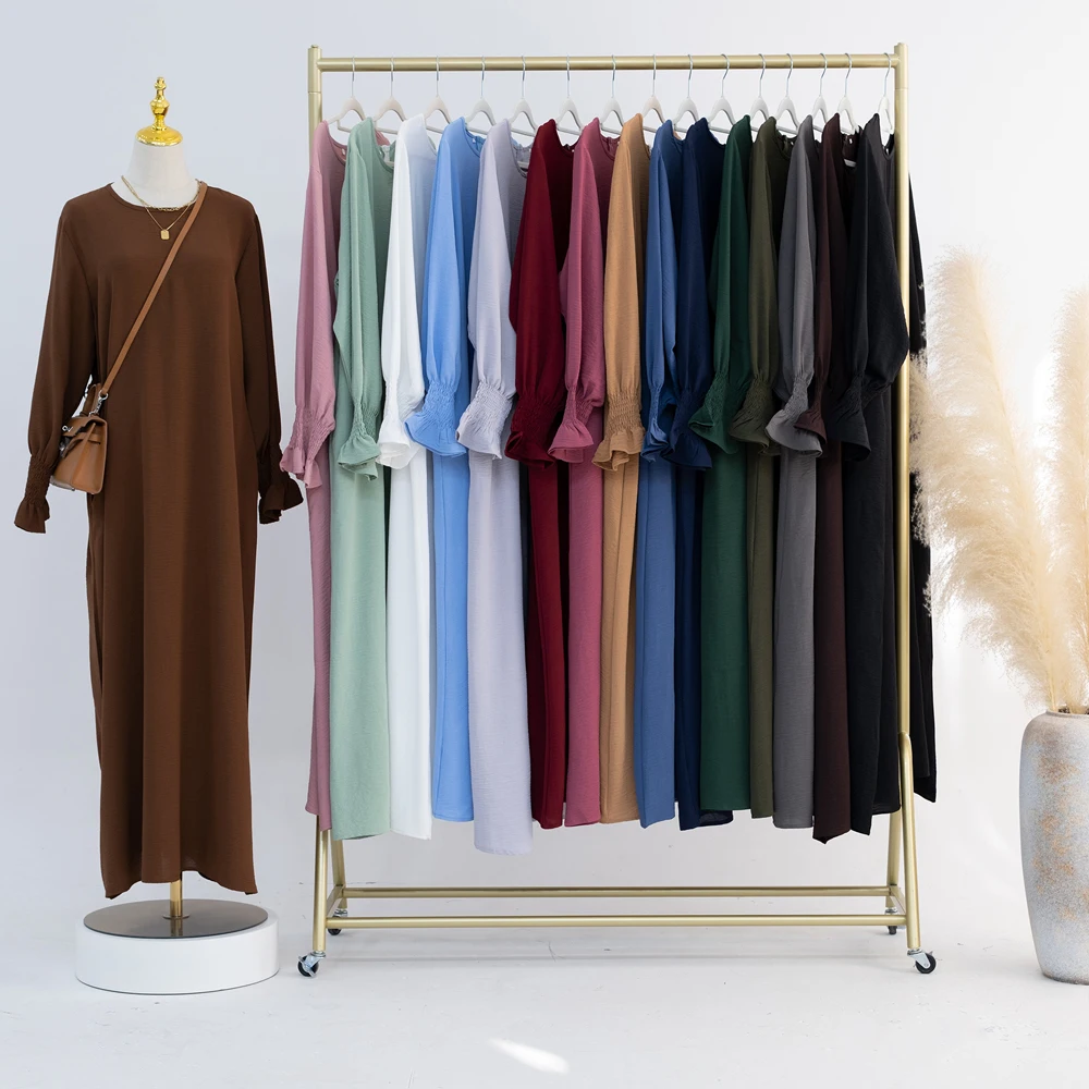 Abaya vestido musulmán de manga larga para mujer, ropa modesta de Dubái, Turquía, Islam, Hijabi, elegante, Ramadán, Eid