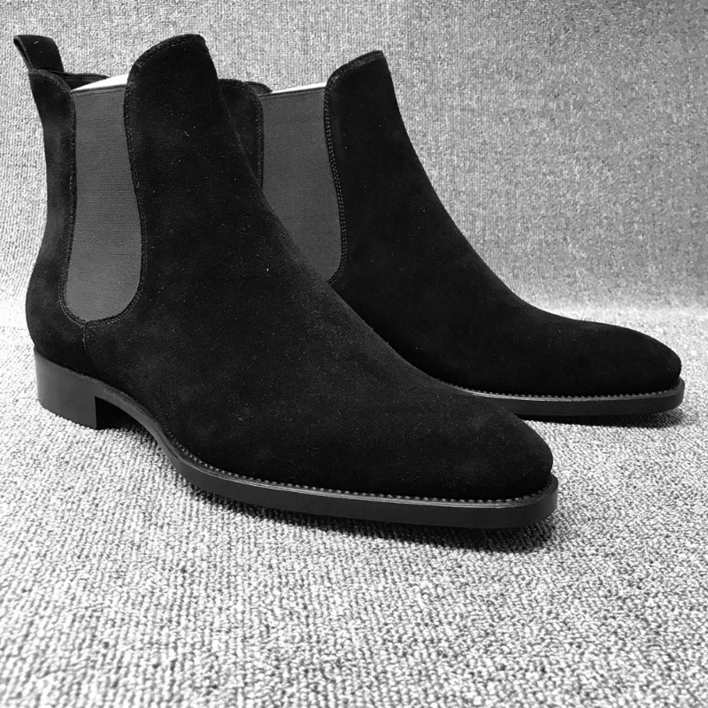 Botas Chelsea de diseñador para Hombre, botines de terciopelo de lujo para Hombre, zapatos de cuero de ante de alta calidad para Hombre, Botas de vestir, Botas de Hombre