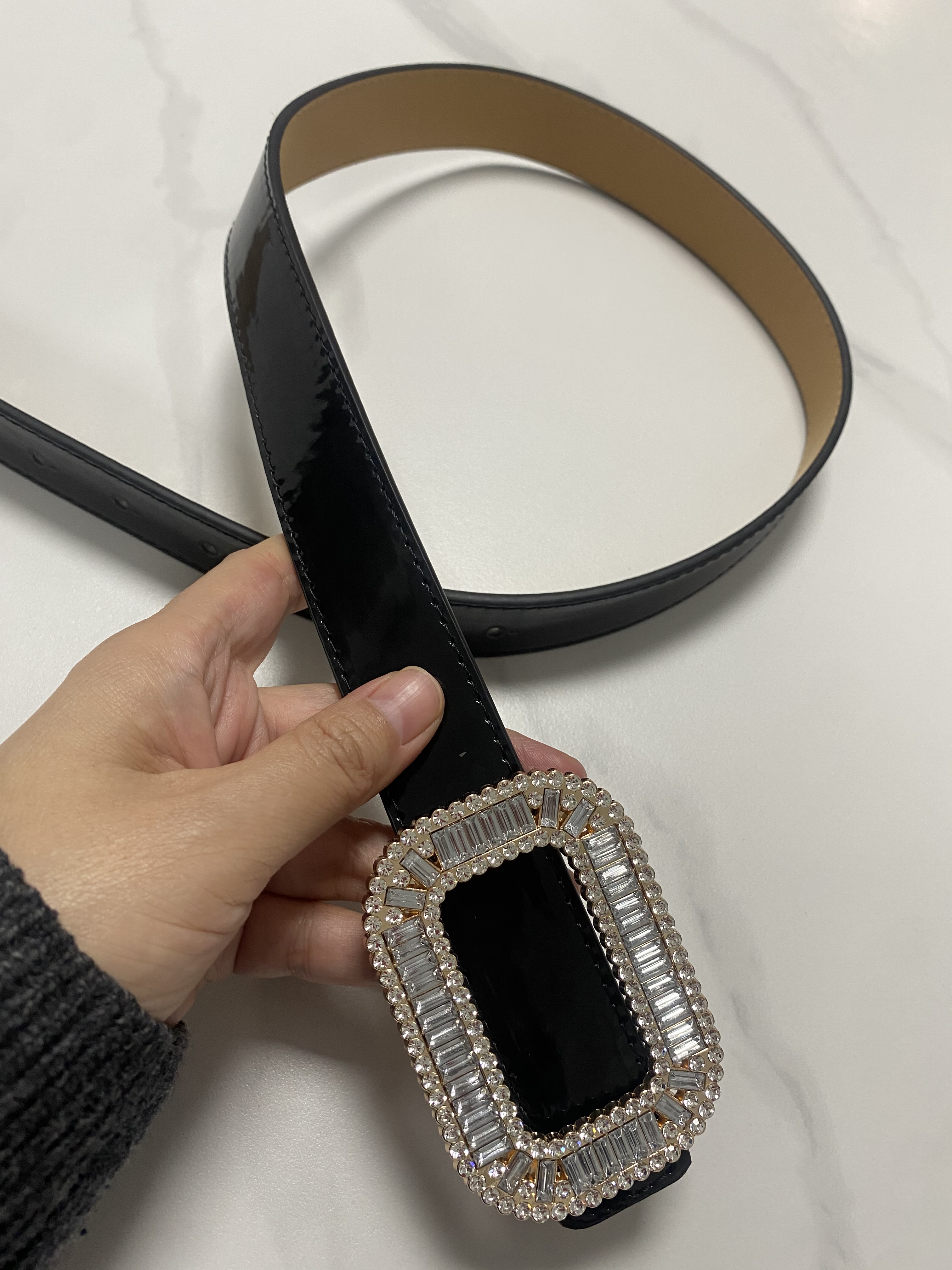 Fajas de cuero PU con hebilla de diamantes para mujer, corsés femeninos, cinturón ancho de decoración, moda de pasarela, R302