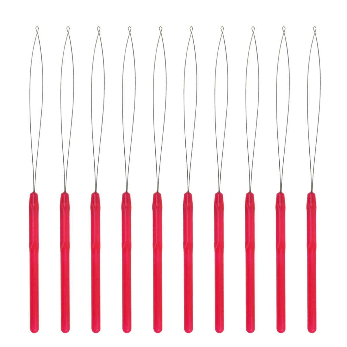 10Pcs Hair Extension Loop Needles Pulling Hook Tool Needle Threader Loop Tool for Silicone Microlink Beads