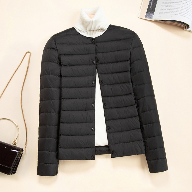 Koreanische Slim Fit O-Ausschnitt V-Ausschnitt weibliche kurze geste ppte Puffer Mantel 2024 New Arrivlas Frauen ultraleichte packbare Liner Jacken