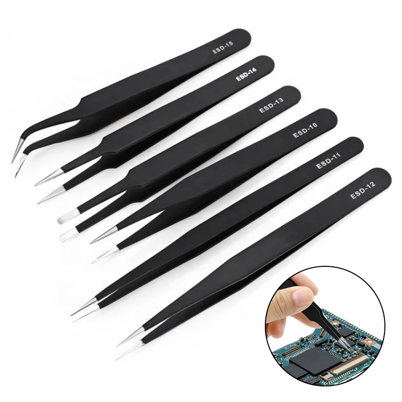 1 Máy Tính Thép Không Gỉ Chống Tĩnh Điện Nhíp Chính Xác Bảo Dưỡng Công Nghiệp Sửa Chữa Cong Công Cụ Nhà Mô Hình Làm Việc Làm
