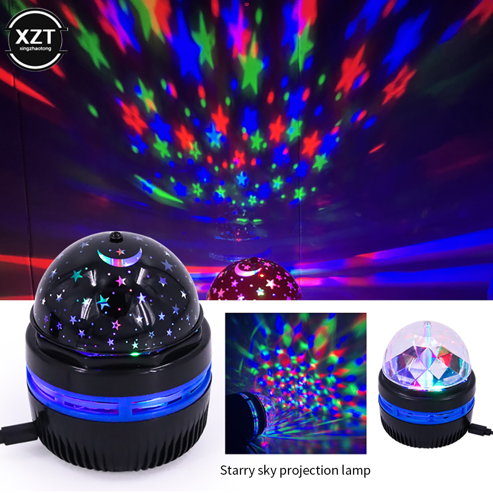 Star โปรเจคเตอร์โคมไฟ USB ขับเคลื่อนที่มีสีสันหมุน Magical Ball Light รถบรรยากาศโคมไฟ KTV บาร์ดิสโก้ DJ PARTY STAGE LIGHT