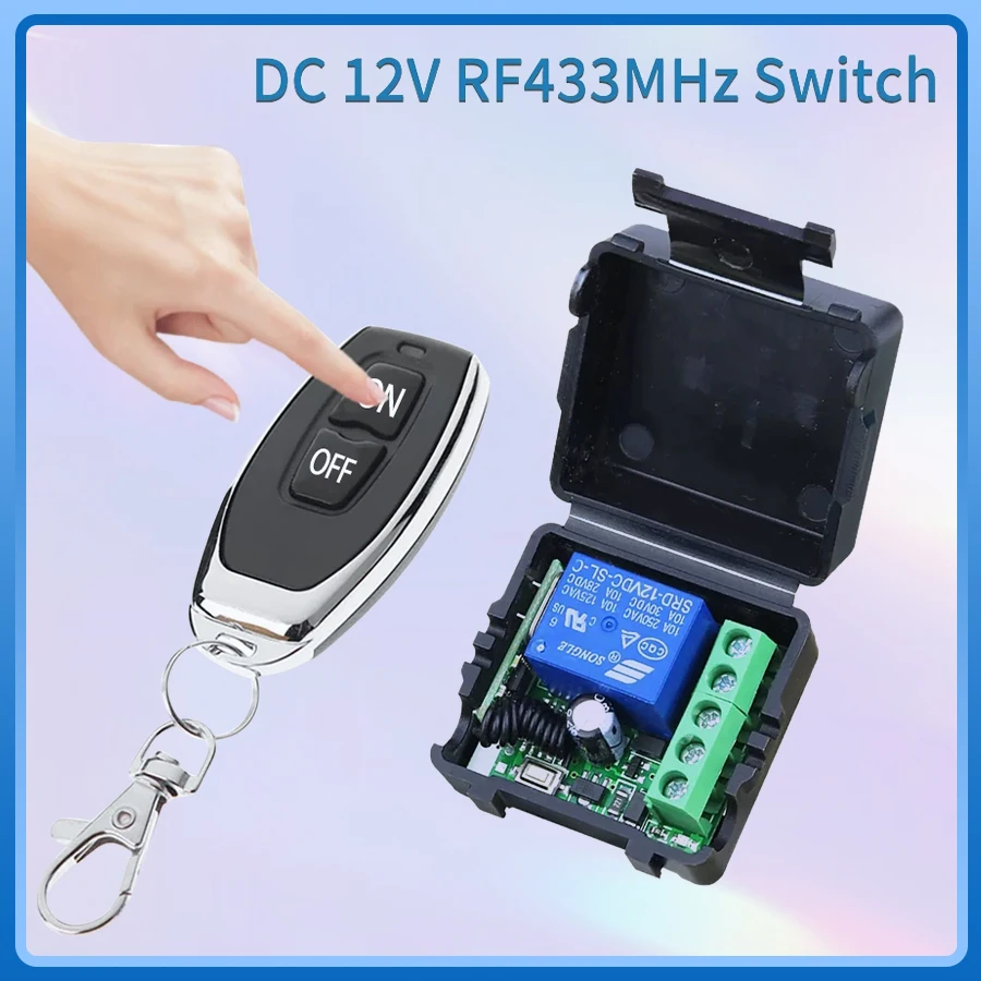 RF 433Mhz Wireless Light Switch DC12V DIY Module 1CH 10A Relay Receiver ON OFF Remote Control Transmitter For Garage Door Lock