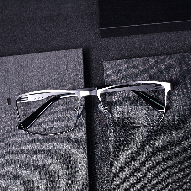 Mens Metal Reading Glasses Frame High Quality Square Presbyopic Spectacles Eyeglasses With Blue Light Lens+75+125+175+225+275