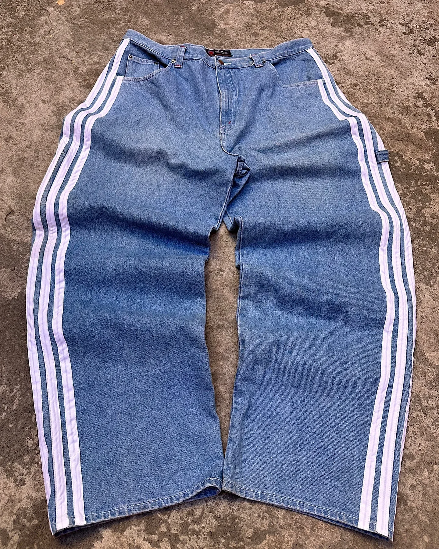 Nuevos pantalones vaqueros Y2K holgados de alta calidad bordados a rayas pantalones de chándal Harajuku ropa informal estilo Hip Hop pantalones vaqueros de pierna ancha informales Aura