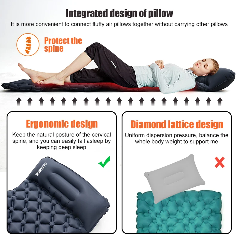 PACOONE-colchoneta para dormir para acampar al aire libre, colchoneta plegable para dormir, colchón inflable para playa con almohadas, colchoneta de aire ultraligera para viajes y senderismo, nuevo