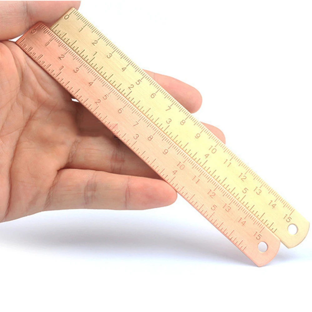 Righello dritto in ottone da 15cm per cancelleria per ufficio scolastico pittura in metallo strumenti di disegno segnalibro righello di misurazione in oro rosa