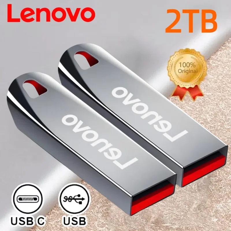 Lenovo-unidades Flash USB 3,0, unidad de lápiz de alta velocidad de 2TB, 1TB, Pendrive Usb resistente al agua de Metal, Memoria de TYPE-C de 512GB, memoria Usb para hogar inteligente